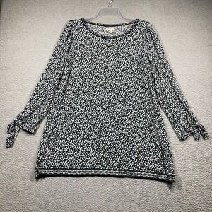 Max Studio Top Women's Plus‎ 1X Dark Floral Leaves Stretch Comfort Relaxed